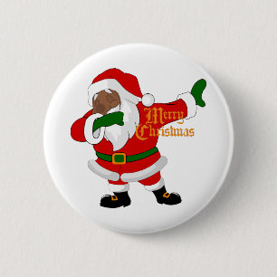 zwarte kerstmanvis ronde button 5,7 cm