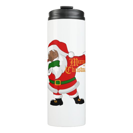 zwarte kerstmanvis thermosbeker (Voorkant)