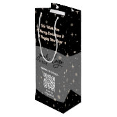 Zwarte Kerstmis Business Logo QR-code Snowflake Wijn Cadeautas (Achterkant Gekanteld)