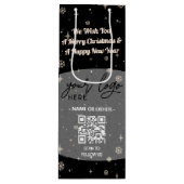 Zwarte Kerstmis Business Logo QR-code Snowflake Wijn Cadeautas (Voorkant)