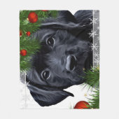 Zwarte Kerstmis - Cute Dog Puppy Labrador Fleece Deken (Voorkant)