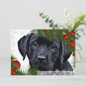 Zwarte Kerstmis - Cute Dog Puppy Labrador Kaart (Staand voorkant)
