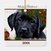 Zwarte Kerstmis - Cute Dog Puppy Labrador Keramisch Ornament (Achterkant)