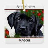 Zwarte Kerstmis - Cute Dog Puppy Labrador Keramisch Ornament (Voorkant)