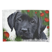 Zwarte Kerstmis - Cute Dog Puppy Labrador Kussensloop (Voorkant)