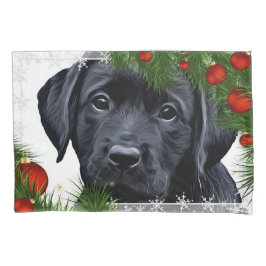 Zwarte Kerstmis - Cute Dog Puppy Labrador Kussensloop