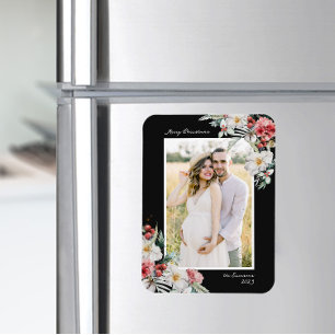 Zwarte Kerstmis Elegante Fotomagneet Magneet