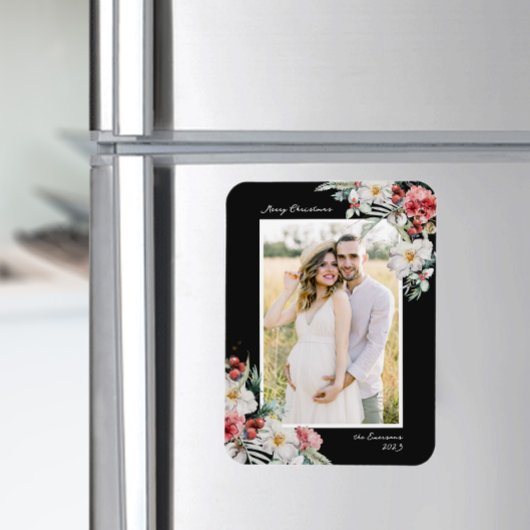 Zwarte Kerstmis Elegante Fotomagneet Magneet