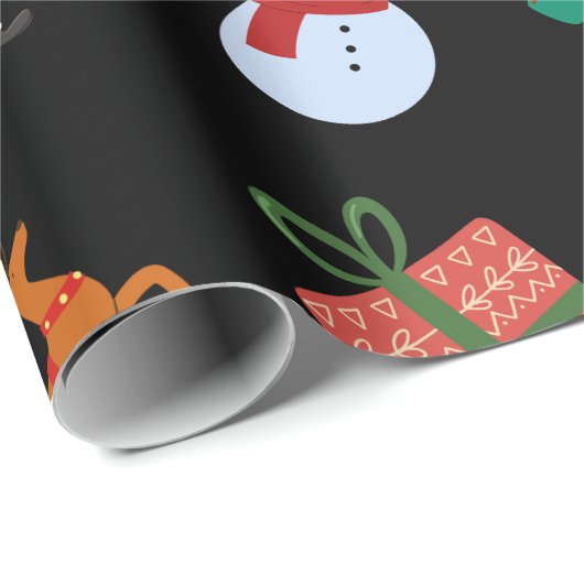 Zwarte Kerstmis Iconen Cadeaupapier (Rol Hoek)