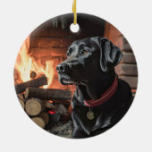 Zwarte Kerstmis Keramisch Ornament (Achterkant)