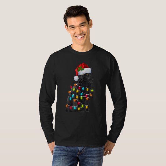 Zwarte Kerstmis lichte kerstkerstkerstkerstkerstke T-shirt (Voorkant volledig)