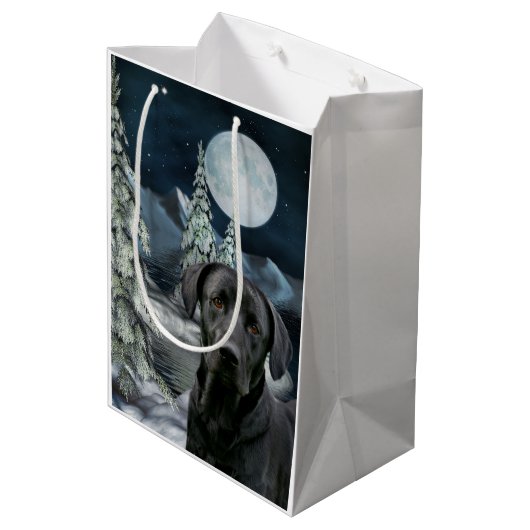 Zwarte Kerstmis Medium Cadeauzakje (Achterkant Gekanteld)