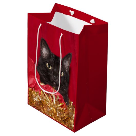 Zwarte Kerstmis Medium Cadeauzakje (Voorkant Gekanteld)