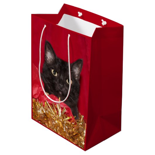 Zwarte Kerstmis Medium Cadeauzakje (Achterkant Gekanteld)