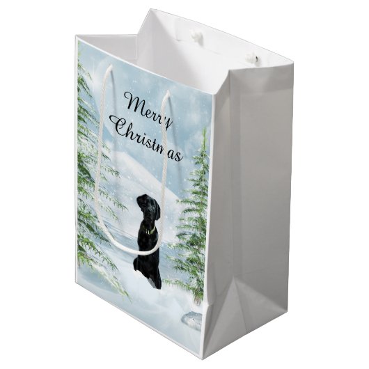 Zwarte Kerstmis Medium Cadeauzakje (Voorkant Gekanteld)