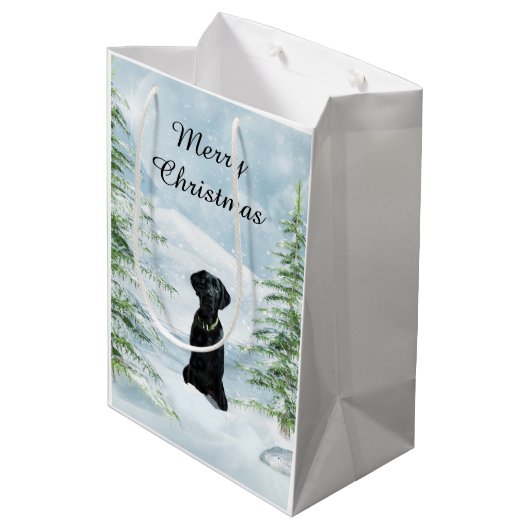 Zwarte Kerstmis Medium Cadeauzakje (Achterkant Gekanteld)