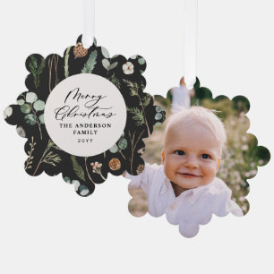 zwarte Kerstmis minimale botanische foto Ornament Kaart