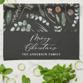 zwarte Kerstmis minimale botanische Theedoek (Gevouwen)