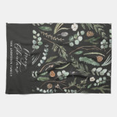 zwarte Kerstmis minimale botanische Theedoek (Horizontaal)