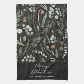 zwarte Kerstmis minimale botanische Theedoek (Verticaal)
