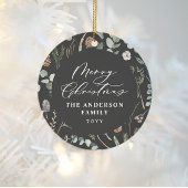 Zwarte Kerstmis minimale elegante botanische foto Keramisch Ornament