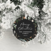 Zwarte Kerstmis minimale elegante botanische foto Keramisch Ornament