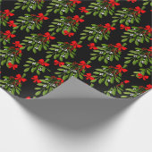 zwarte kerstmis mistletoe merry xmas cadeaupapier (Hoek)