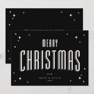 Zwarte Kerstmis Retro Sterren Plat Feestdagenkaart