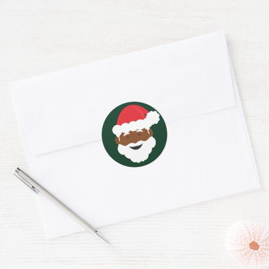 Zwarte Kerstmis Ronde Sticker (Envelop)