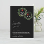 Zwarte Kerstmis Rood Groen Winter Feestelijke Trou Kaart (Staand voorkant)