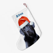Zwarte Kerstmis - Santa Dog Cute Labrador Kleine Kerstsok (Achterkant (Hangend))