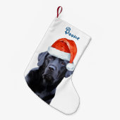 Zwarte Kerstmis - Santa Dog Cute Labrador Kleine Kerstsok (Voorkant (Hangend))