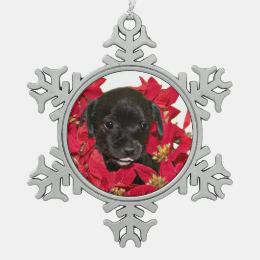 Zwarte Kerstmis Tin Sneeuwvlok Ornament (Voorkant)