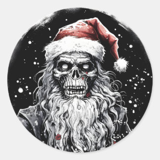Zwarte Kerstmis Zombie Santa Ronde Sticker