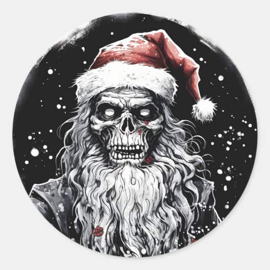 Zwarte Kerstmis Zombie Santa Ronde Sticker (Voorkant)