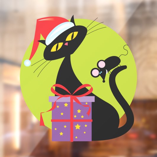 Zwarte kerstmuis van 1950 met zwarte kerst raamsticker (Vel 2)