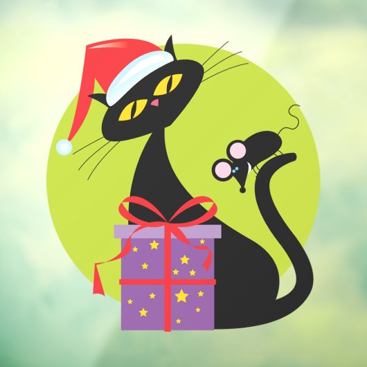 Zwarte kerstmuis van 1950 met zwarte kerst raamsticker (Vel 3)