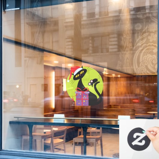 Zwarte kerstmuis van 1950 met zwarte kerst raamsticker (Cafe Raam)