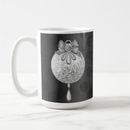 ZWARTE KERSTORNAMENT MET ZILVER KOFFIEMOK