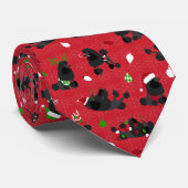 Zwarte kerstpannen rode Stropdas (Opgerold)