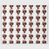 Zwarte kerstpapier voor meisjes cadeaupapier (Vlak)