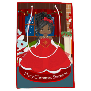 Zwarte kerstprinses medium cadeauzakje