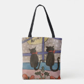 Zwarte kerstriem Canvas tas (Achterkant)