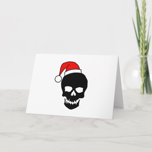 zwarte kerstschedel feestdagen kaart (Voorkant)