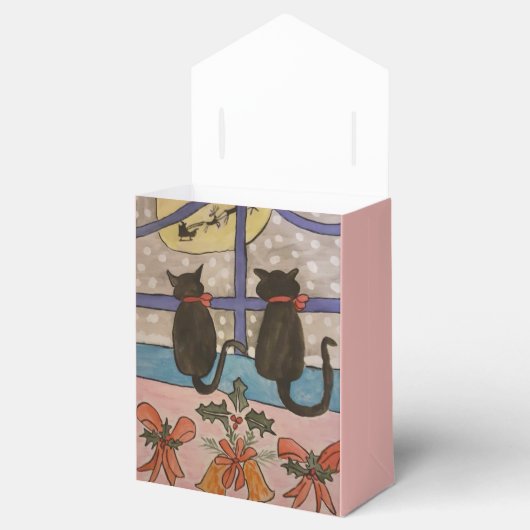 Zwarte kersttas voor kerstmis bedankdoosjes (Geopend)