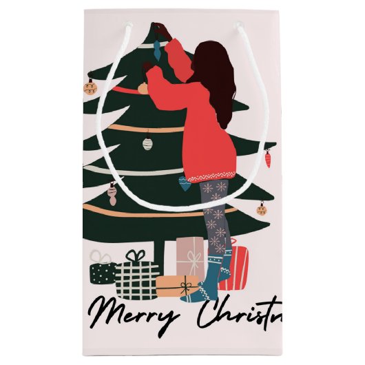 Zwarte kersttas voor meisjes klein cadeauzakje (Achterkant)