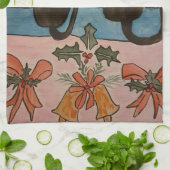 Zwarte kersttheehanddoek theedoek (Gevouwen)