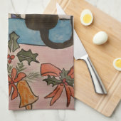 Zwarte kersttheehanddoek theedoek (Quarter Fold)