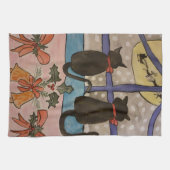 Zwarte kersttheehanddoek theedoek (Horizontaal)