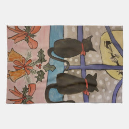 Zwarte kersttheehanddoek theedoek